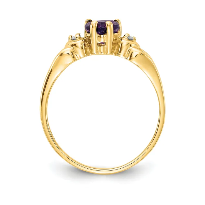 Goldia Rings Solid 14k Yellow Gold 5mm Heart Simulated Amethyst VS CZ Ring
