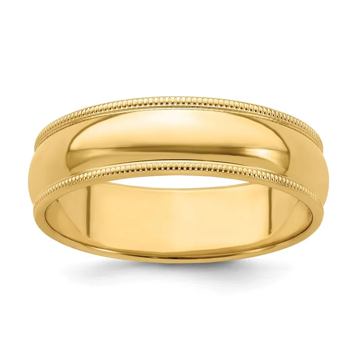 Goldia Rings Solid 14K Yellow Gold 6mm Milgrain HalfRound Wedding MensWomens Wedding Band Ring Size 55 Goldia Rings Solid 14K Yellow Gold 6mm Milgrain HalfRound Wedding MensWomens Wedding Band Ring Size 55