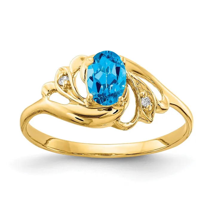 Goldia Rings Solid 14k Yellow Gold 6x4mm Oval Simulated Blue Topaz A CZ Ring Goldia Rings Solid 14k Yellow Gold 6x4mm Oval Simulated Blue Topaz A CZ Ring
