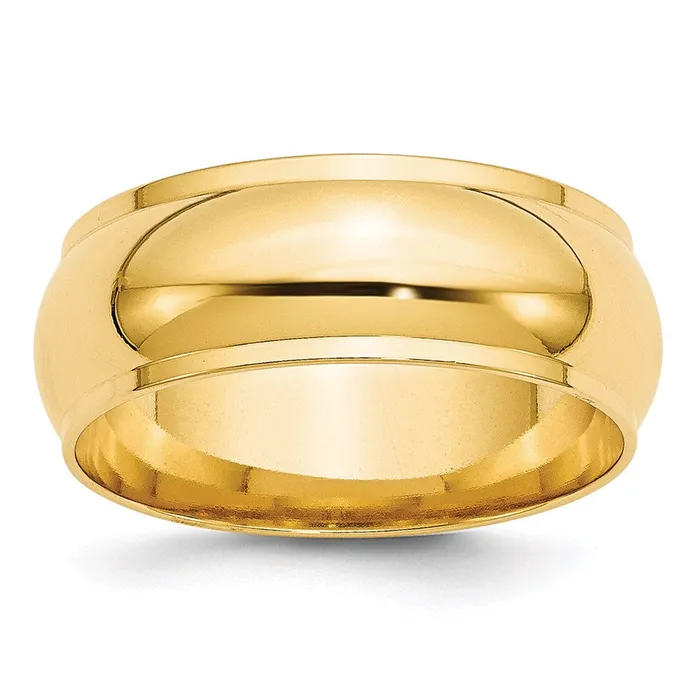 Goldia Rings Solid 14K Yellow Gold 8mm Half Round with Edge MensWomens Wedding Band Ring Size 95 Goldia Rings Solid 14K Yellow Gold 8mm Half Round with Edge MensWomens Wedding Band Ring Size 95