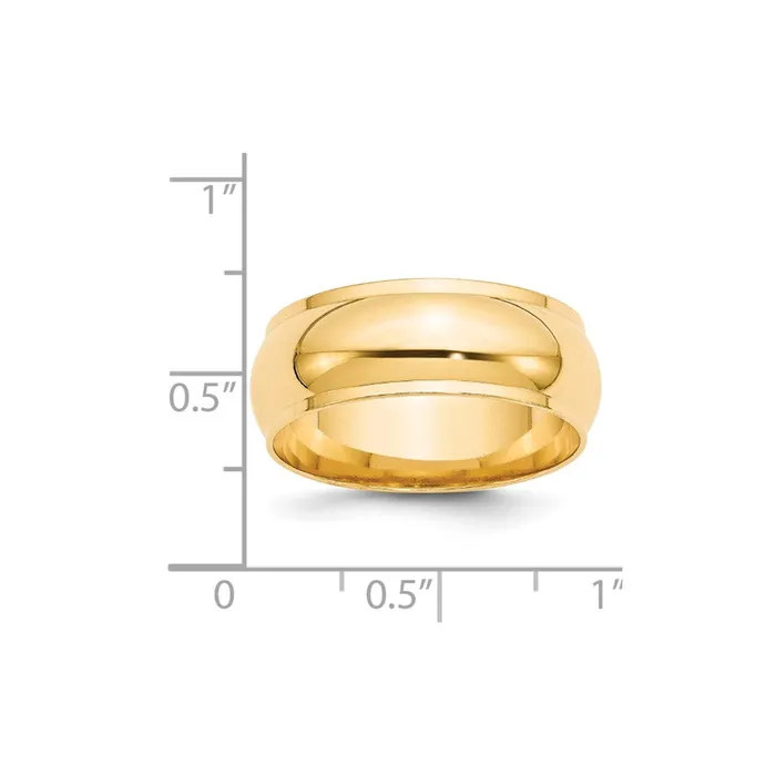 Goldia Rings Solid 14K Yellow Gold 8mm Half Round with Edge MensWomens Wedding Band Ring Size 95 Goldia Rings Solid 14K Yellow Gold 8mm Half Round with Edge MensWomens Wedding Band Ring Size 95
