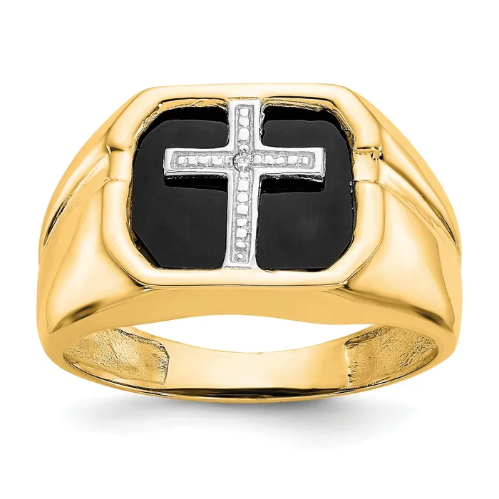 Goldia Rings Solid 14k Yellow Gold AAA Simulated CZ mens Ring