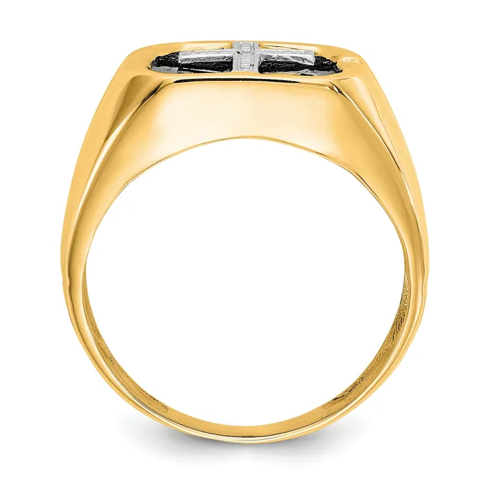 Goldia Rings Solid 14k Yellow Gold AAA Simulated CZ mens Ring
