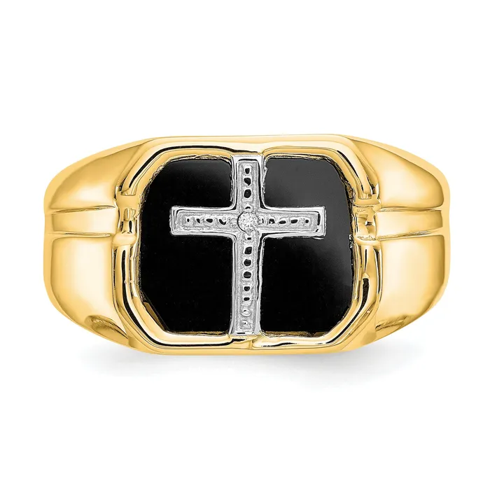 Goldia Rings Solid 14k Yellow Gold AAA Simulated CZ mens Ring