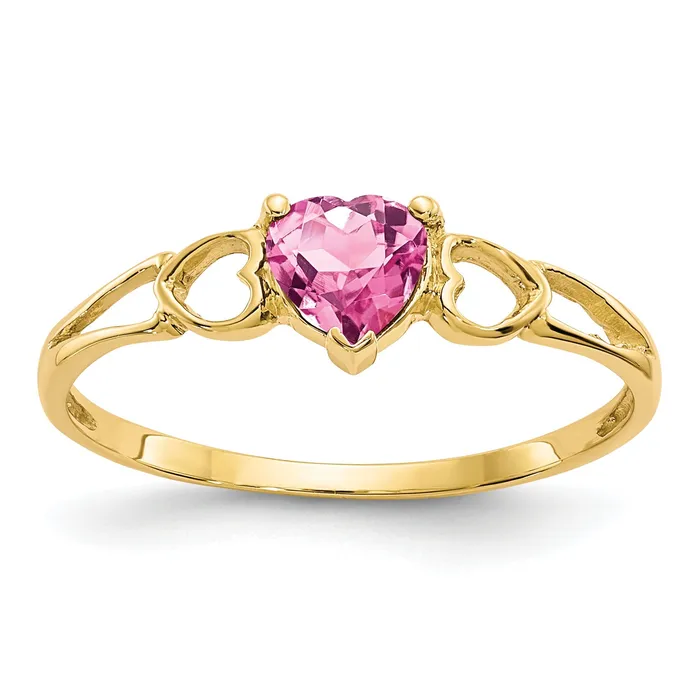 Goldia Rings Solid 14k Yellow Gold Simulated Pink Tourmaline Birthstone Ring Goldia Rings Solid 14k Yellow Gold Simulated Pink Tourmaline Birthstone Ring