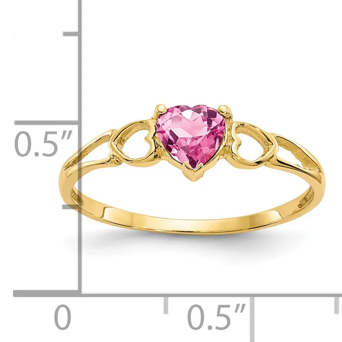 Goldia Rings Solid 14k Yellow Gold Simulated Pink Tourmaline Birthstone Ring