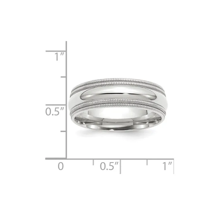 Goldia Rings Solid 18K White Gold 7mm Double Milgrain Comfort Fit MensWomens Wedding Band Ring Size 6 Goldia Rings Solid 18K White Gold 7mm Double Milgrain Comfort Fit MensWomens Wedding Band Ring Size 6