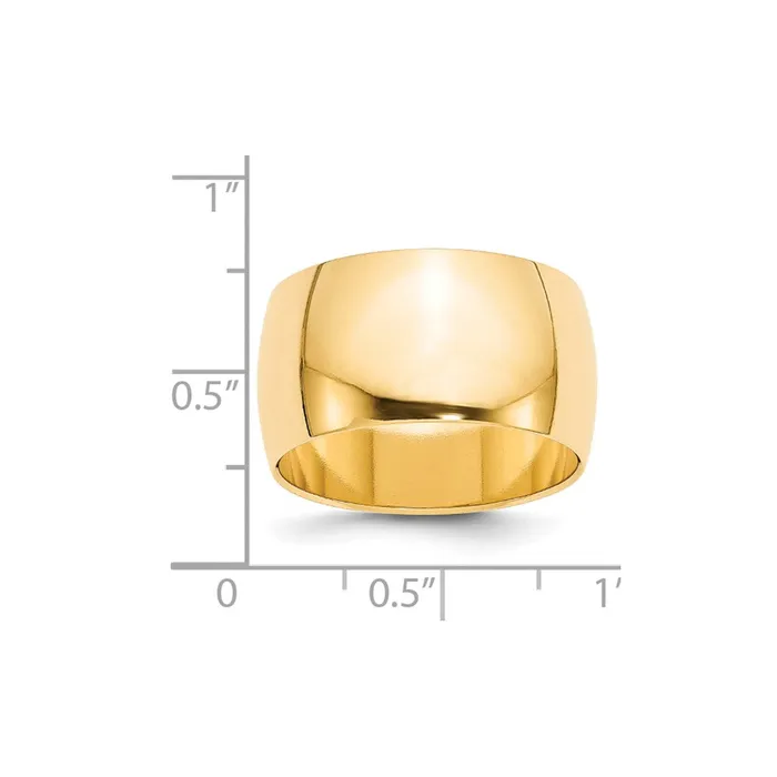 Goldia Rings Solid 18K Yellow Gold 12mm Half Round MensWomens Wedding Band Ring Size 6 Goldia Rings Solid 18K Yellow Gold 12mm Half Round MensWomens Wedding Band Ring Size 6