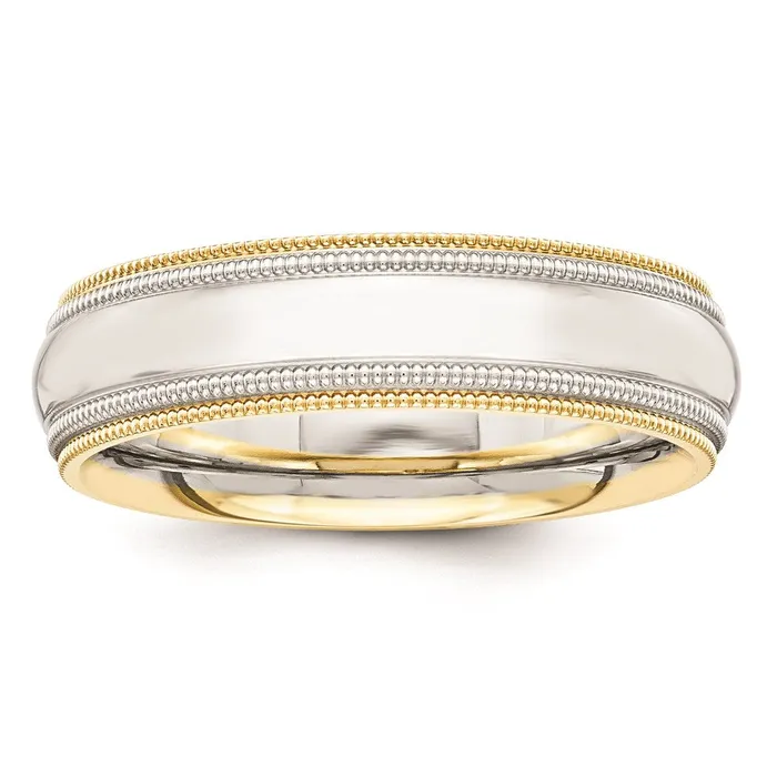 Goldia Rings Solid 18K Yellow Gold TwoTone 55mm MilgrainedEdged Size 5 Wedding MensWomens Wedding Band Ring Goldia Rings Solid 18K Yellow Gold TwoTone 55mm MilgrainedEdged Size 5 Wedding MensWomens Wedding Band Ring