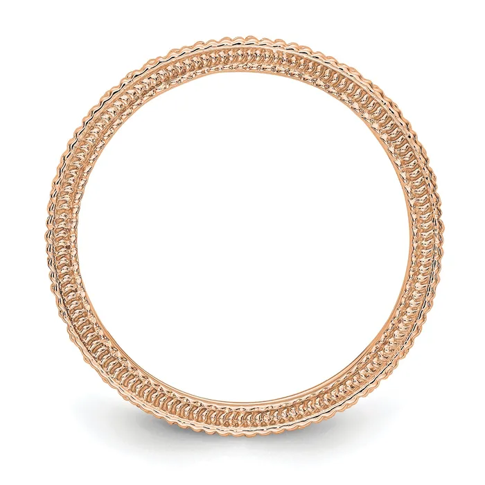 Goldia Rings Solid Real 14k Rose Gold Polished 13CT Milgrain Edge CZ Eternity Wedding Band Ring
