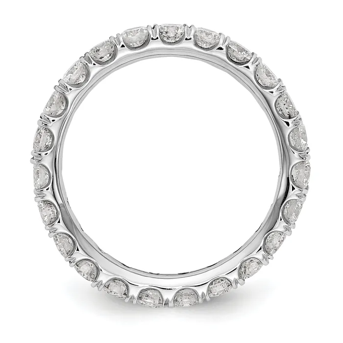 Goldia Rings Solid Real 14k White Gold Polished U Shared Prong 2ct CZ Eternity Wedding Band Ring
