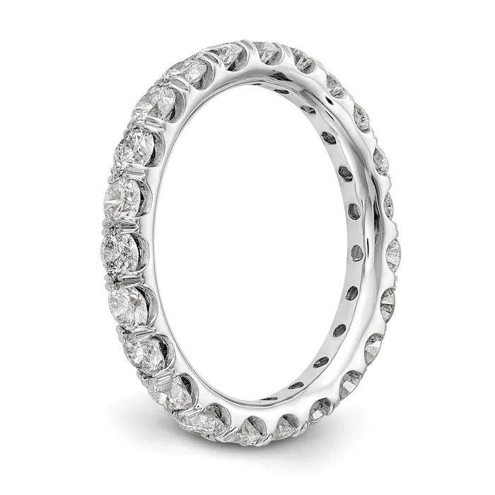 Goldia Rings Solid Real 14k White Gold Polished U Shared Prong 2ct CZ Eternity Wedding Band Ring
