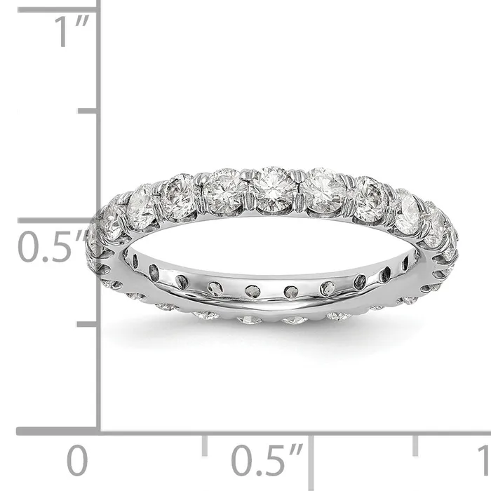 Goldia Rings Solid Real 14k White Gold Polished U Shared Prong 2ct CZ Eternity Wedding Band Ring