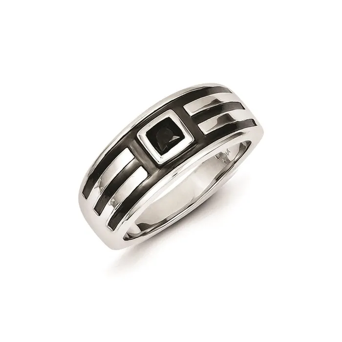 Goldia Rings Sterling Silver Black u0026 Black Rhodium Diamond Mens Ring