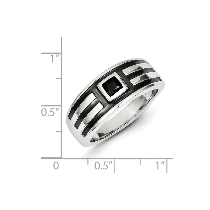 Goldia Rings Sterling Silver Black u0026 Black Rhodium Diamond Mens Ring