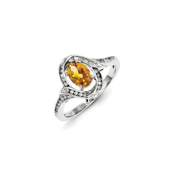 Goldia Rings Sterling Silver Diamond u0026 Citrine Ring