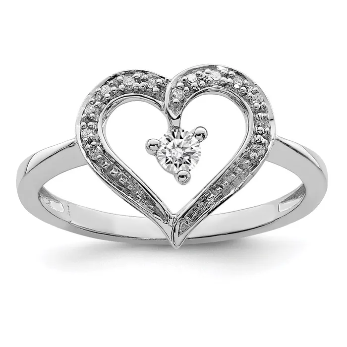 Goldia Rings Sterling Silver Rhodium Diamond Open Heart Ring