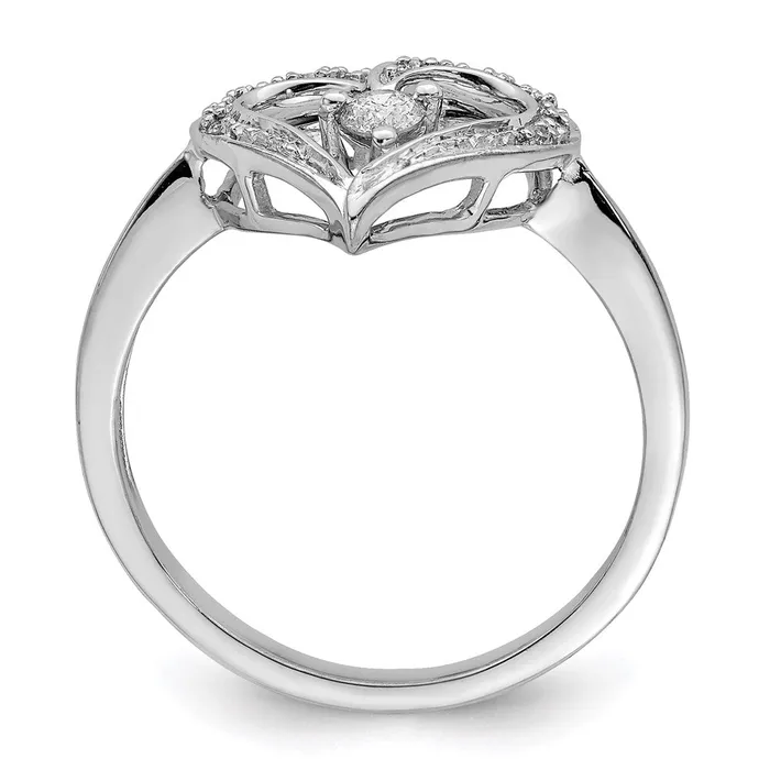 Goldia Rings Sterling Silver Rhodium Diamond Open Heart Ring