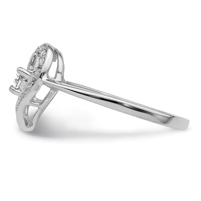 Goldia Rings Sterling Silver Rhodium Diamond Open Heart Ring