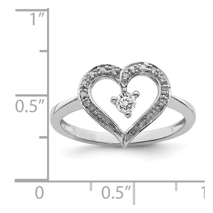 Goldia Rings Sterling Silver Rhodium Diamond Open Heart Ring