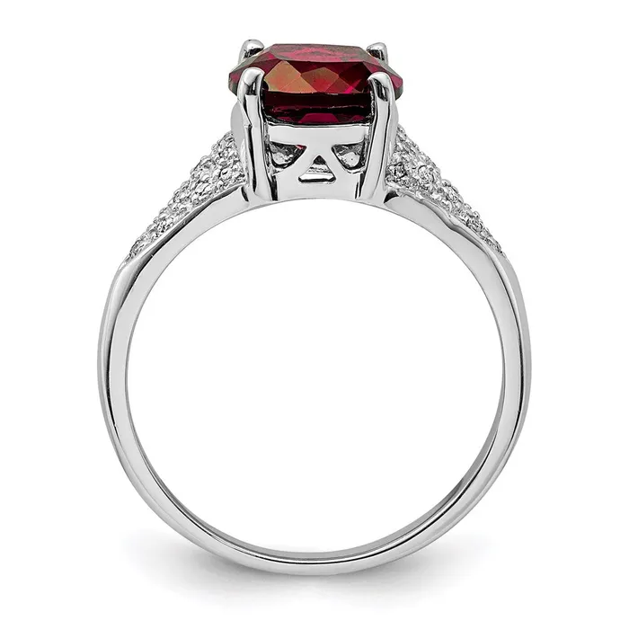 Goldia Rings Sterling Silver Rhodium Garnet Diamond Ring