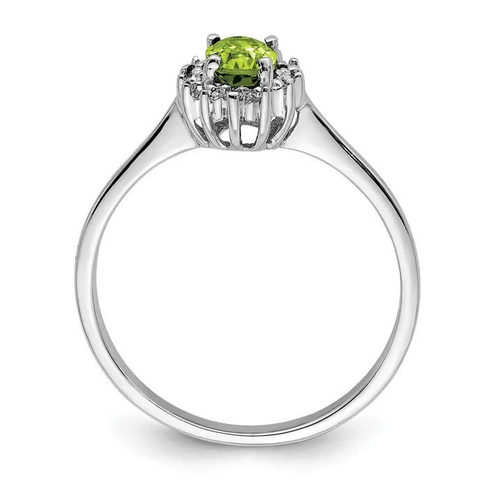 Goldia Rings Sterling Silver Rhodium Peridot Diamond Ring