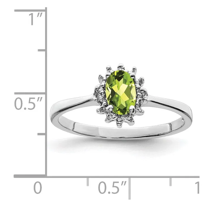 Goldia Rings Sterling Silver Rhodium Peridot Diamond Ring