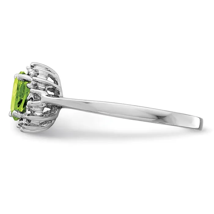 Goldia Rings Sterling Silver Rhodium Peridot Diamond Ring