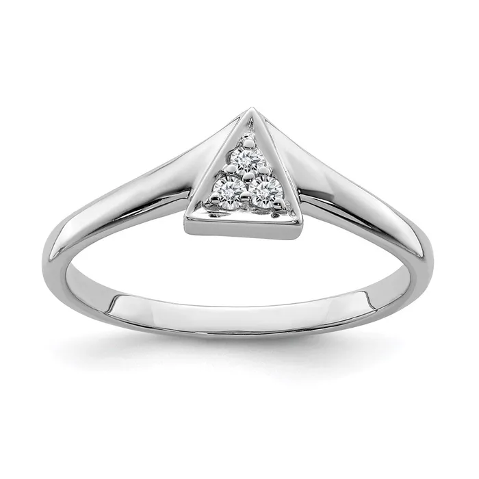 Goldia Rings Sterling Silver Rhodium Plated Diamond Triangle Ring