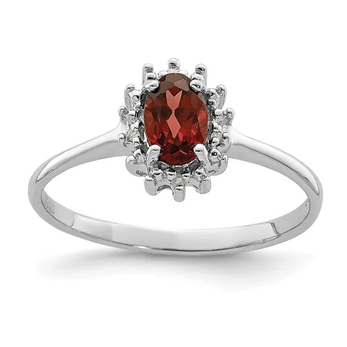 Goldia Rings Sterling Silver Rhodiumplated Garnet Diamond Ring