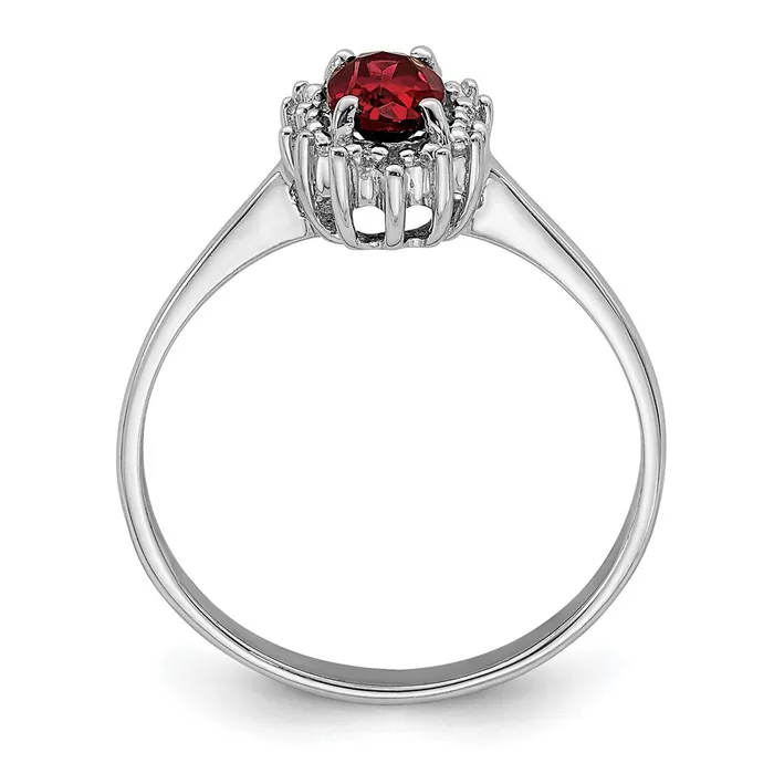 Goldia Rings Sterling Silver Rhodiumplated Garnet Diamond Ring
