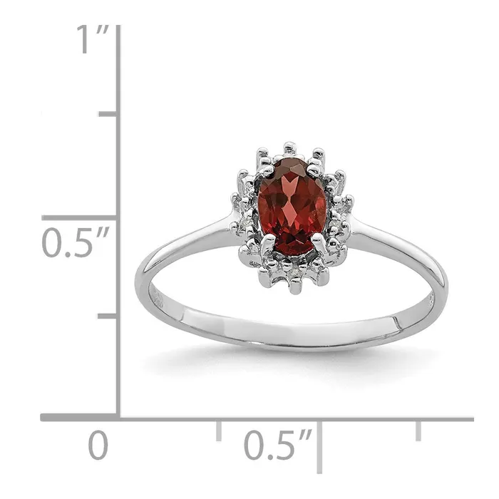 Goldia Rings Sterling Silver Rhodiumplated Garnet Diamond Ring