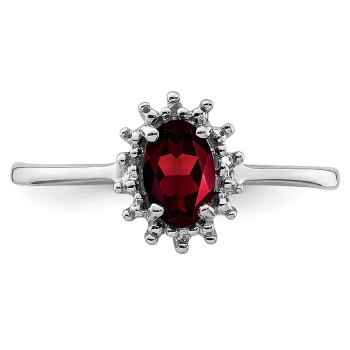 Goldia Rings Sterling Silver Rhodiumplated Garnet Diamond Ring