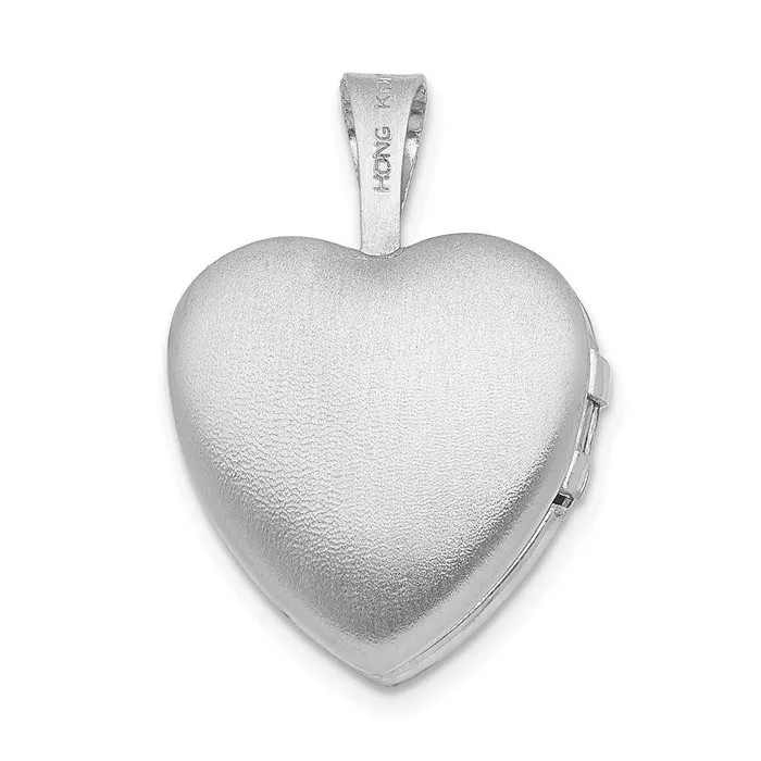 Goldia Rings Sterling Silver Rhodiumplated Polished Diamond Star 12mm Heart Locket