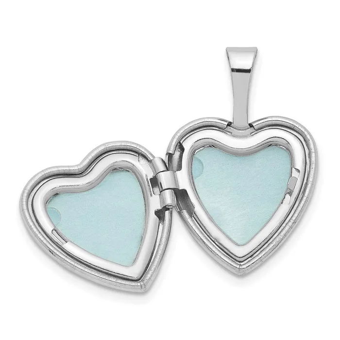 Goldia Rings Sterling Silver Rhodiumplated Polished Diamond Star 12mm Heart Locket