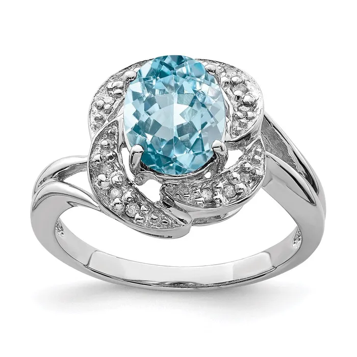 Goldia Rings Sterling Silver Rhodium Sky Blue Topaz u0026 Diamond Ring