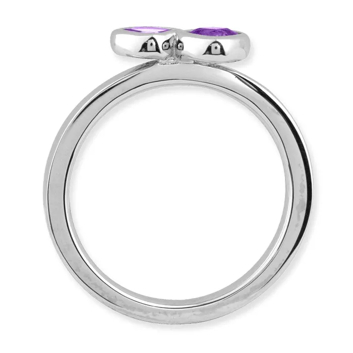 Goldia Rings Sterling Silver Stackable Expressions Dbl Cushion Cut Amethyst Ring