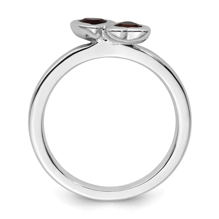 Goldia Rings Sterling Silver Stackable Expressions Garnet Double Heart Ring