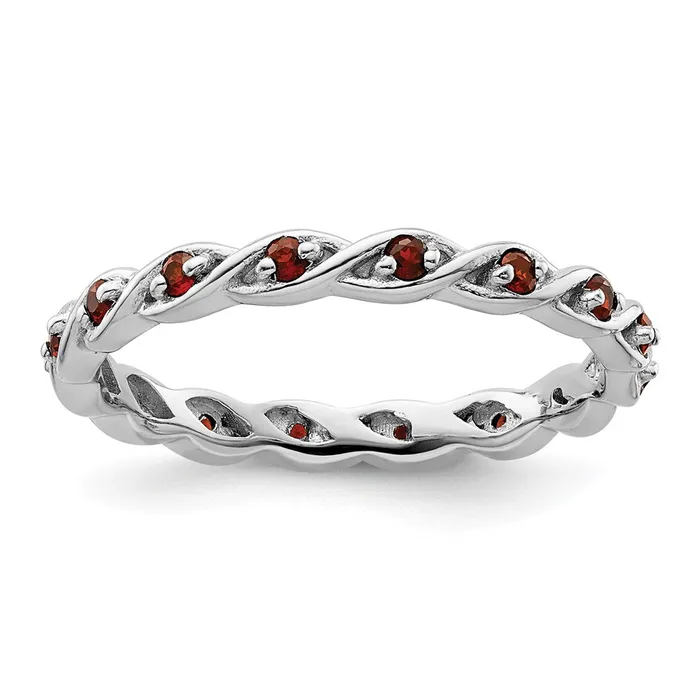Goldia Rings Sterling Silver Stackable Expressions Garnet Ring