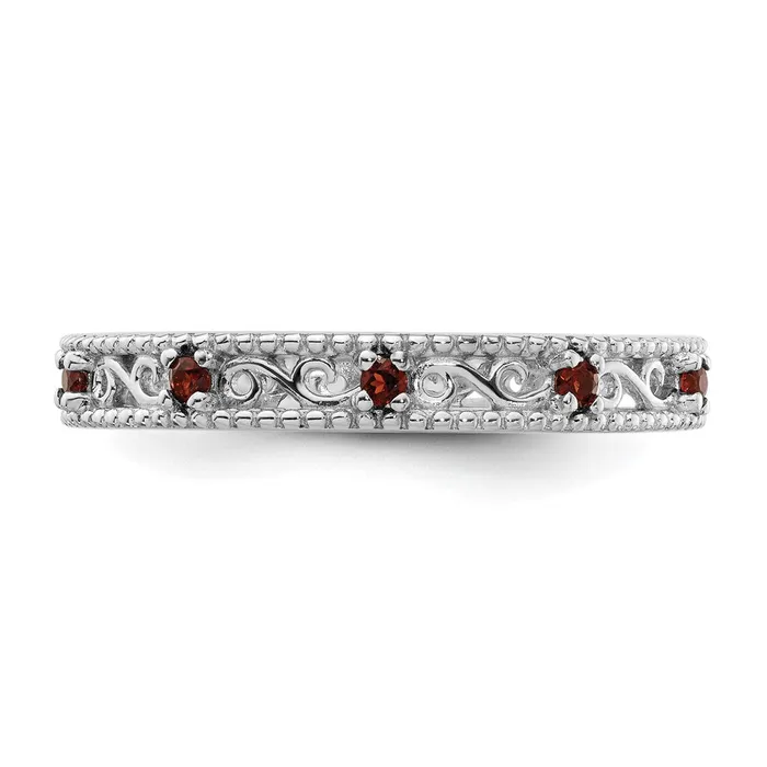 Goldia Rings Sterling Silver Stackable Expressions Garnet Ring