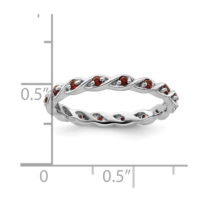Goldia Rings Sterling Silver Stackable Expressions Garnet Ring