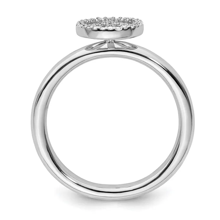 Goldia Rings Sterling Silver Stackable Expressions Peace Symbol Diamond Ring