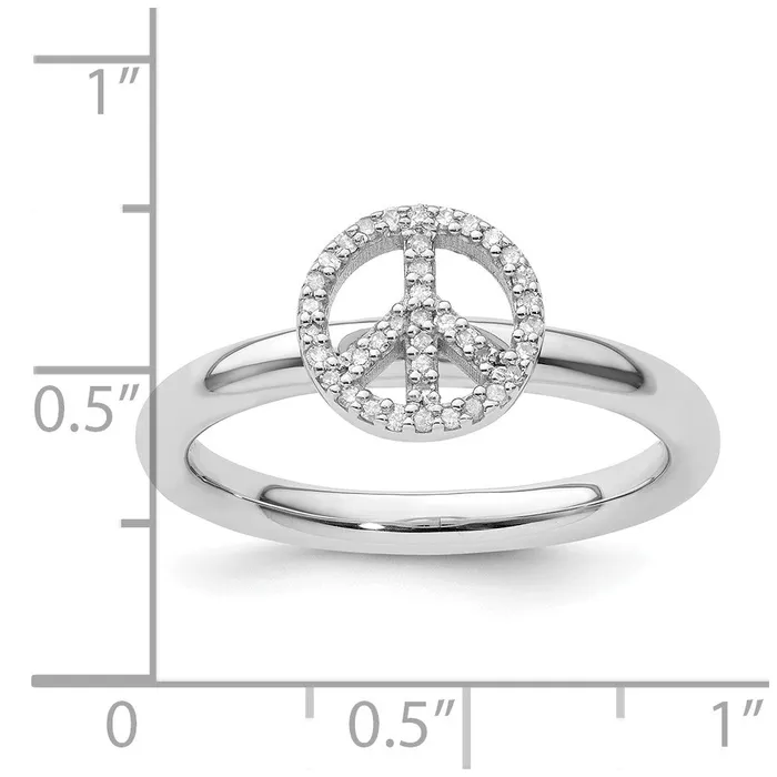 Goldia Rings Sterling Silver Stackable Expressions Peace Symbol Diamond Ring