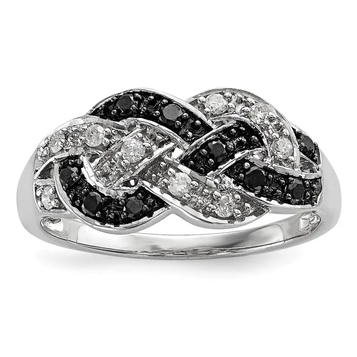 Goldia Rings White Night Sterling Silver Rhodiumplated Black and White Diamond Intertwined Ring Goldia Rings White Night Sterling Silver Rhodiumplated Black and White Diamond Intertwined Ring