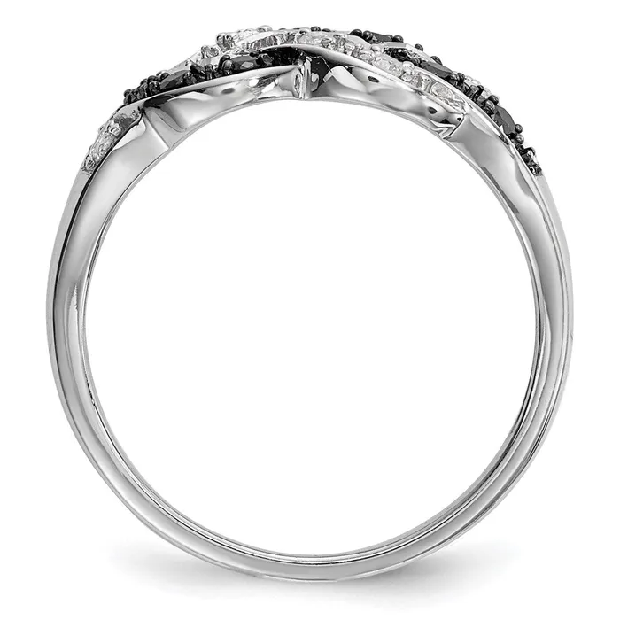 Goldia Rings White Night Sterling Silver Rhodiumplated Black and White Diamond Intertwined Ring