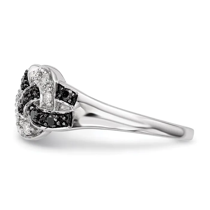 Goldia Rings White Night Sterling Silver Rhodiumplated Black and White Diamond Intertwined Ring