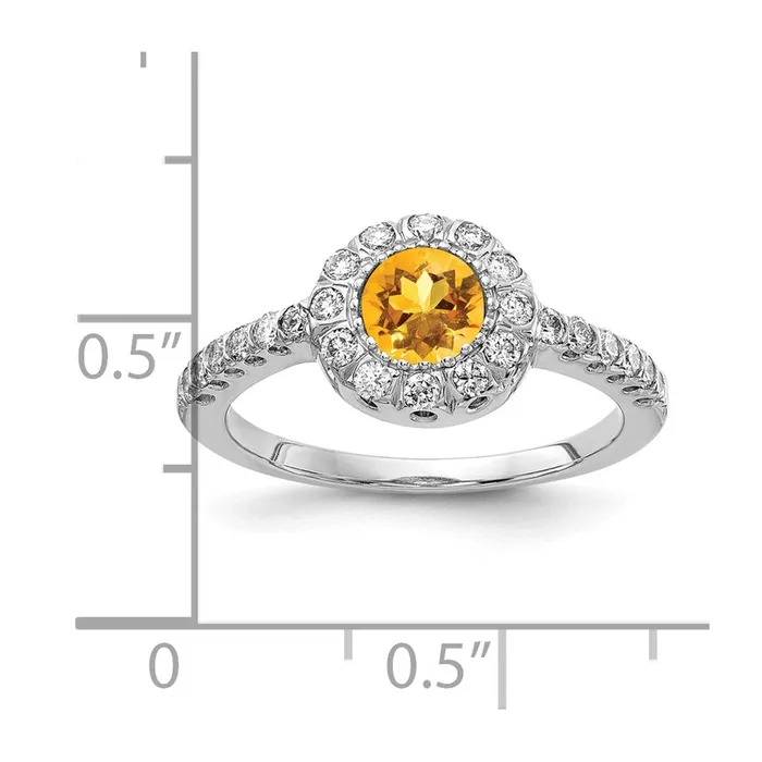 Goldia Solid 14k White Gold 5mm Simulated Citrine A CZ Ring Rings