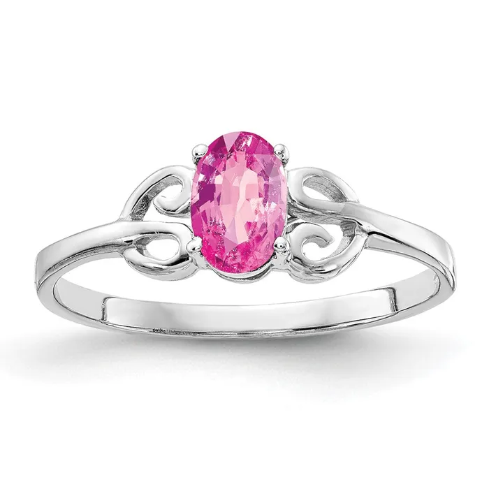 Goldia Solid 14k White Gold 6x4mm Oval PinK Simulated Sapphire Ring Rings Goldia Solid 14k White Gold 6x4mm Oval PinK Simulated Sapphire Ring Rings