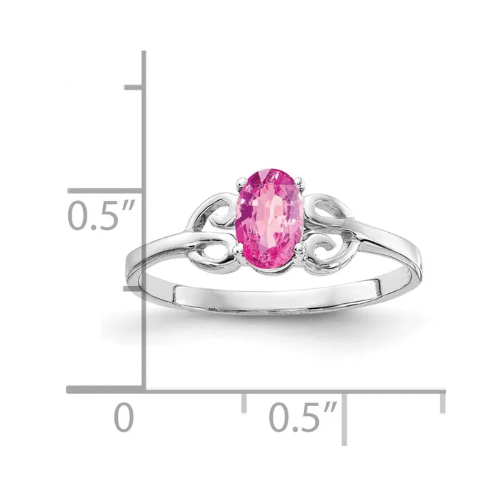 Goldia Solid 14k White Gold 6x4mm Oval PinK Simulated Sapphire Ring Rings