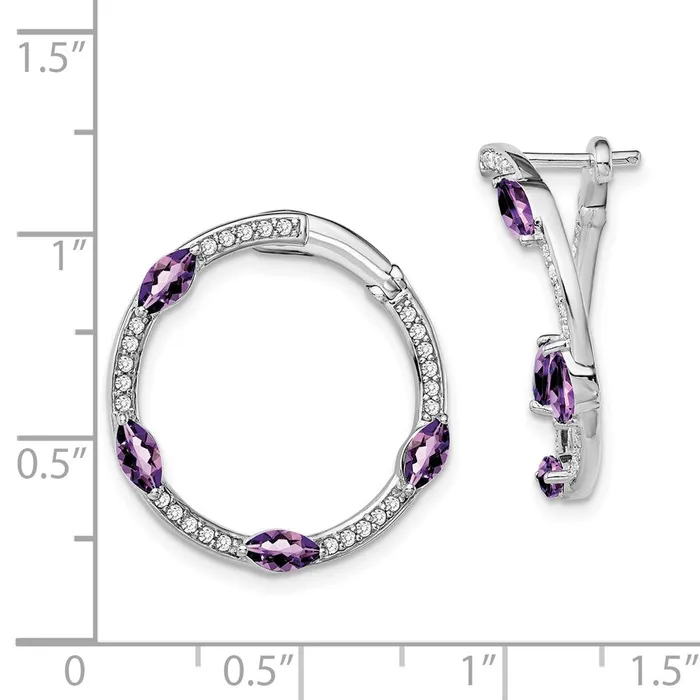 Goldia Solid 14k White Gold Simulated Amethyst and CZ Hoop Earrings Earrings Goldia Solid 14k White Gold Simulated Amethyst and CZ Hoop Earrings Earrings